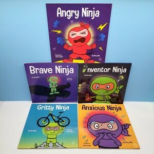 Mary Nhin NINJA Book Lot of 5‎ • Inventor, Brave, Angry, Gritty, Anxious Ninja